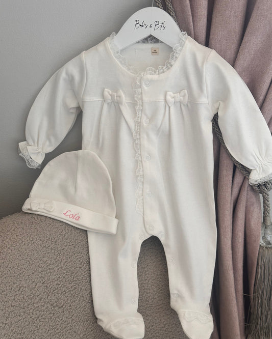 Baby Girl White Bow Onsie