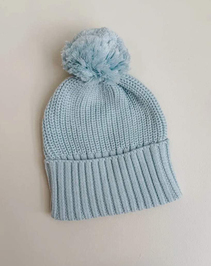 Baby Blue Pom Pom Hat