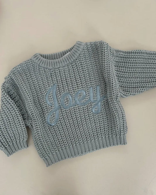 Knitted Baby Jumper Baby Blue